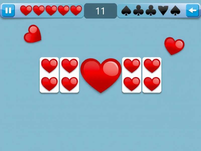 Hearts card game being played in full screen mode on a desktop computer