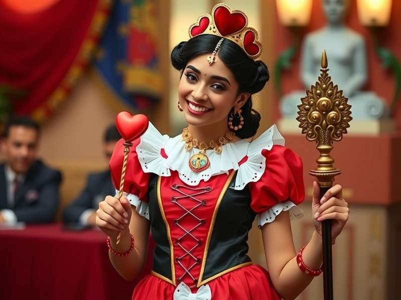 Diagram showing fabric cutting layout for Queen of Hearts gown