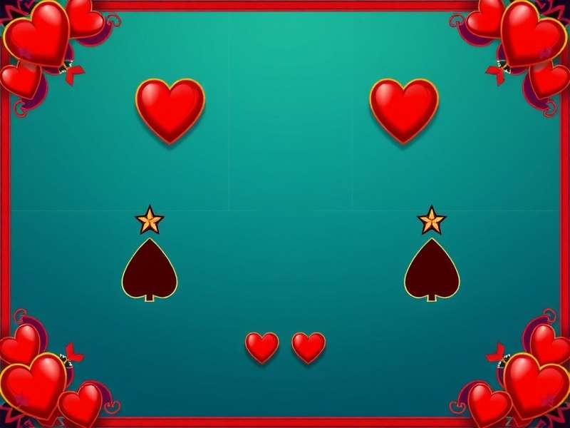 A close-up of a hand holding playing cards, focusing on the Hearts suit