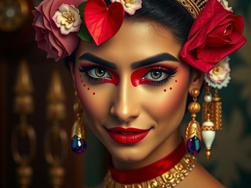 Step by step Queen of Hearts makeup transformation on Indian model