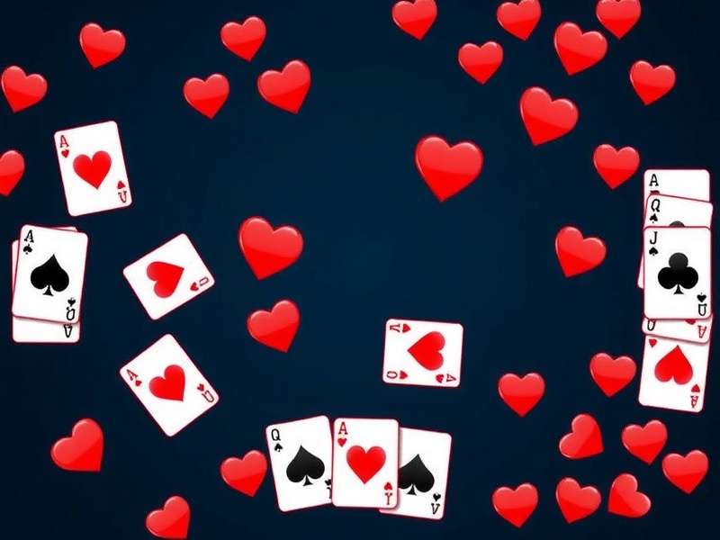 Hearts card game layout with cards on table