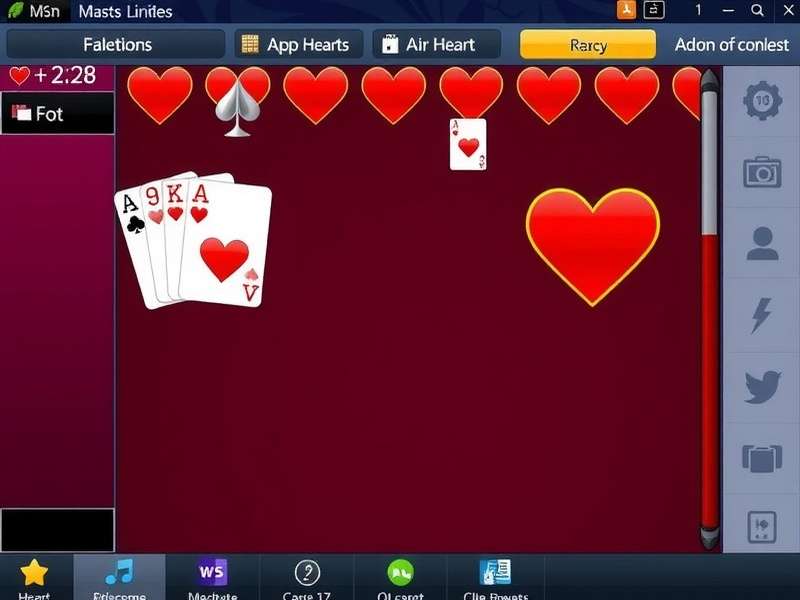 Four players engaged in a game of Hearts online, with cards spread on a green baize table.