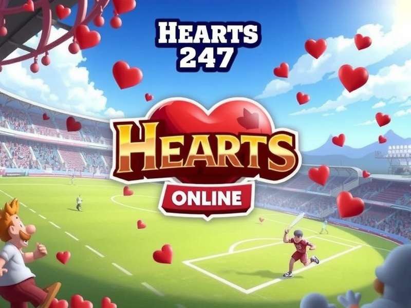 Hearts 247 Online game interface showing a four-player match with vibrant cards and Indian-themed design