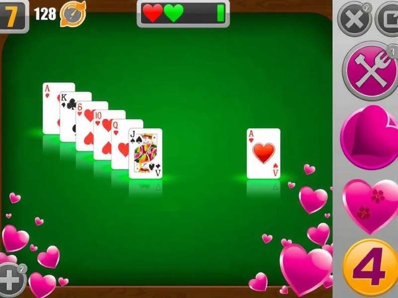 Hearts card game classic layout with four suits and scoring pad