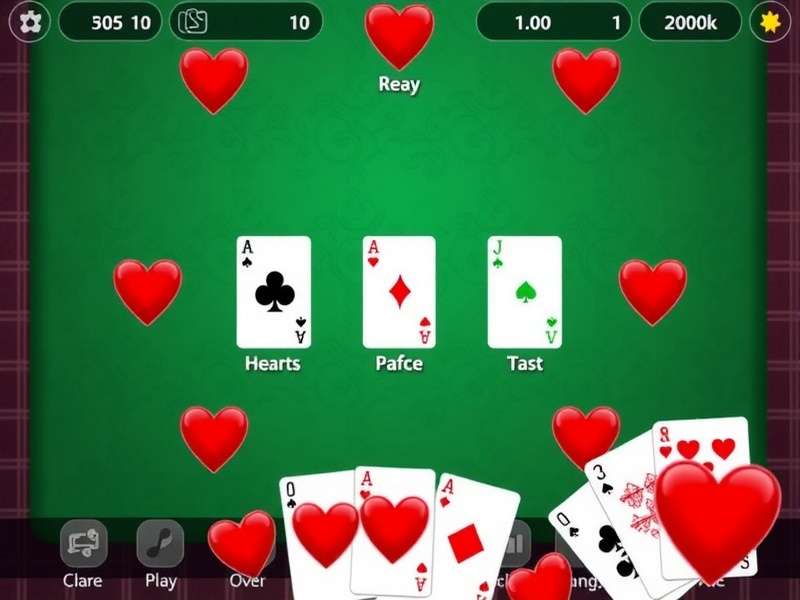 Hearts Classic Cards Play Online — A vibrant digital card table with Hearts cards spread out, ready for an exciting online match.